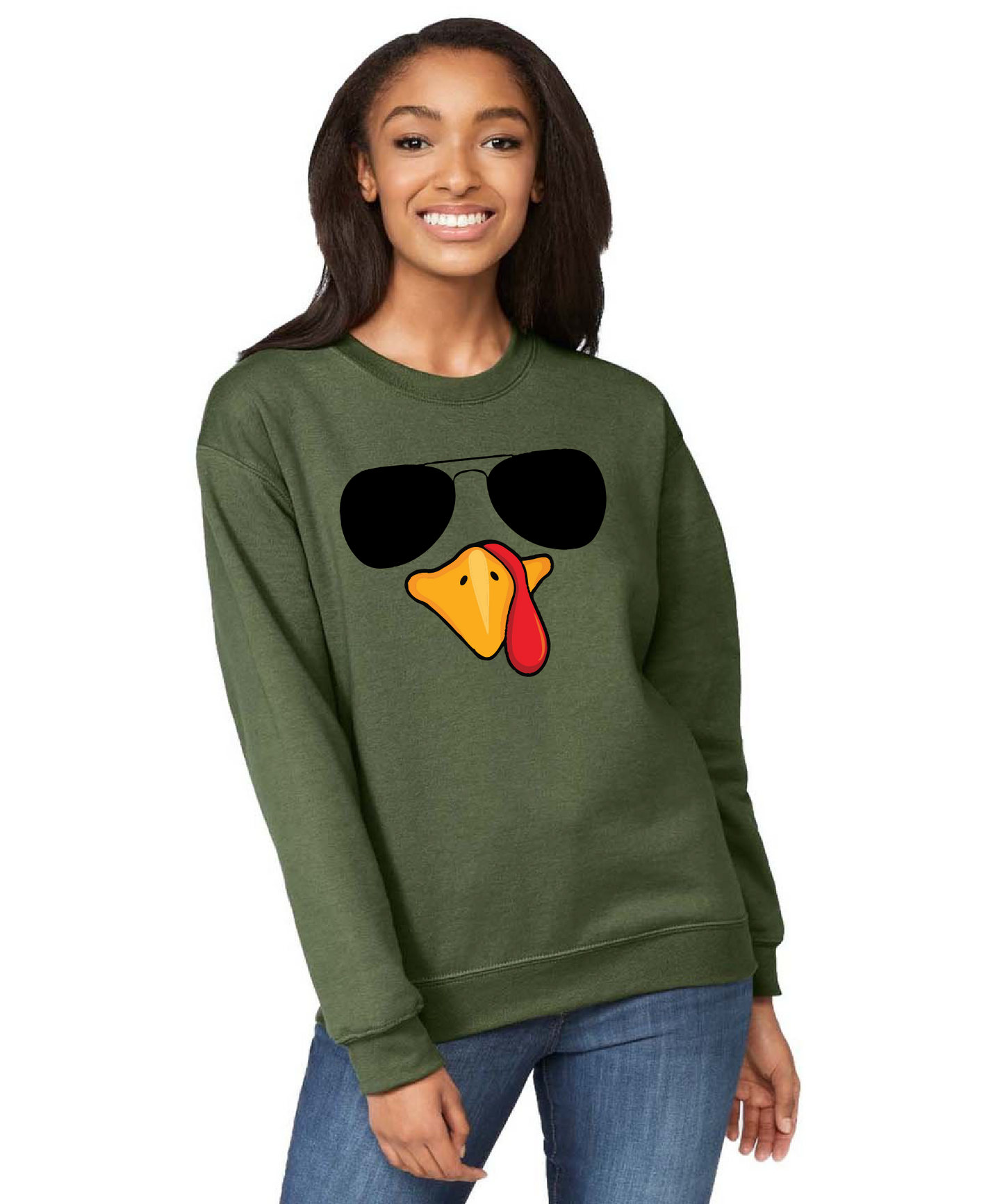 Thanksgiving Turkey Faces Crewneck